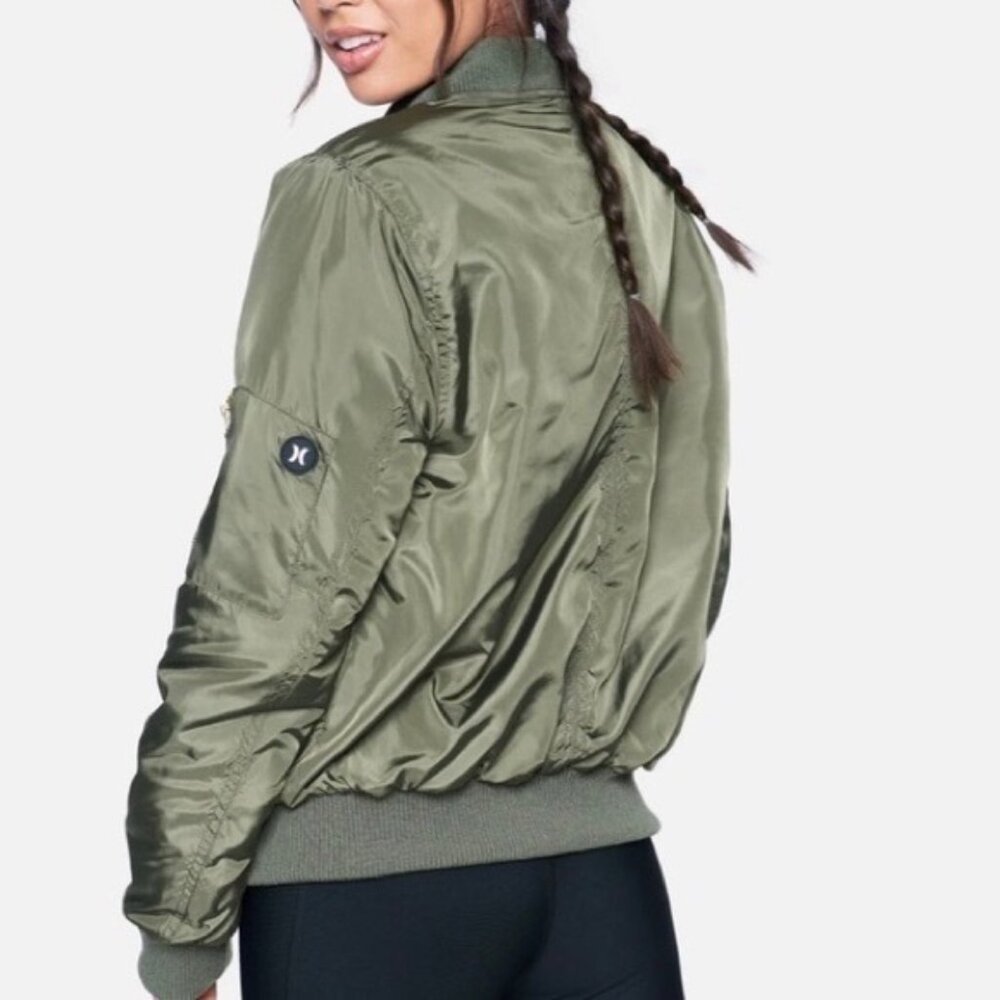 MXSOLD Hurley Babo Trim Bomber Jacket in Olive - Picture 3 of 15